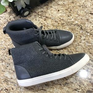 Express High Top Charcoal Gray Lace-up Knit Fabric Sneakers 9